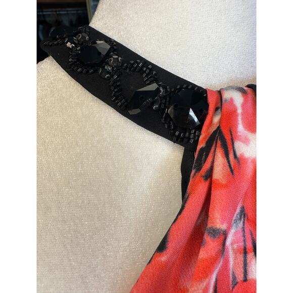 St. John Maxi Gown sz 8 Black Flamingo Print Halter Dress Floral Elegant party - Picture 5 of 12